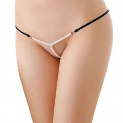 QUEEN LINGERIE TANGA CON PERLAS BLANCO