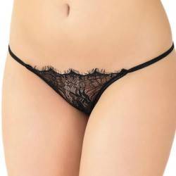 QUEEN LINGERIE TANGA NEGRO CON ABERTURA T.U.