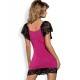 OBSESSIVE IMPERIA CHEMISE & TANGA ROSA/NEGRO S/M