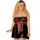 QUEENLINGERIE BLACK BABYDOLL & THONG PLUS SIZE