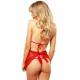 LEG AVENUE CHEMISE TIPO DELANTAL Y TANGA A JUEGO ROJO TALLA M/L