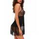 QUEEN LINGERIE BABYDOLL & TANGA NEGRO TALLA UNICA