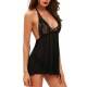 QUEEN LINGERIE BABYDOLL & TANGA NEGRO TALLA UNICA