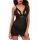 QUEEN LINGERIE BABYDOLL & TANGA NEGRO TALLA UNICA