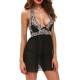 QUEEN LINGERIE BABYDOLL & TANGA NEGRO TALLA M-L