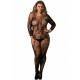 LEG AVENUE FLORAL LACE BODYSTOCKING NEGRO TALLA GRANDE