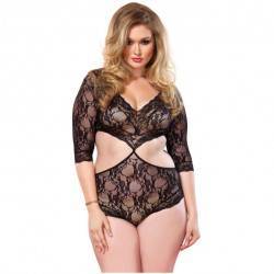 LEG AVENUE CUT OUT FLORAL LACE TEDDY TALLA GRANDE