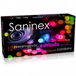 SANINEX PRESERVATIVOS ESTRIADO CON AROMA FLORAL 12 UDS