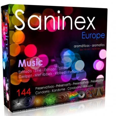 SANINEX PRESERVATIVOS MUSIC ESTRIADO AROMA FRUTAL 144 UDS