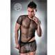 T-SHIRT + UNDERWEAR 017 NEGRO TRANSPARENTE BY PASSION S/M