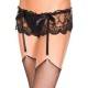 QUEEN LINGERIE LIGUERO NEGRO BORDADO CON TANGA