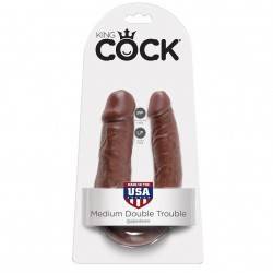 KING COCK DILDO DOBLE PENETRACIÓN 13.9 CM MARRON