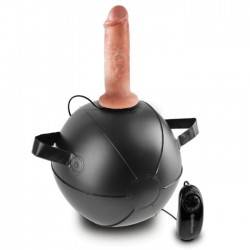 MINI BOLA VIBRADORA CON DILDO 15.2 CM KING COCK COLOR CARNE