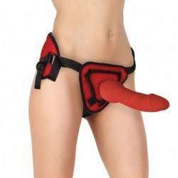 OUCH DELUXE ARNES CON DILDO SILICONA SUAVE ROJO  25.5CM