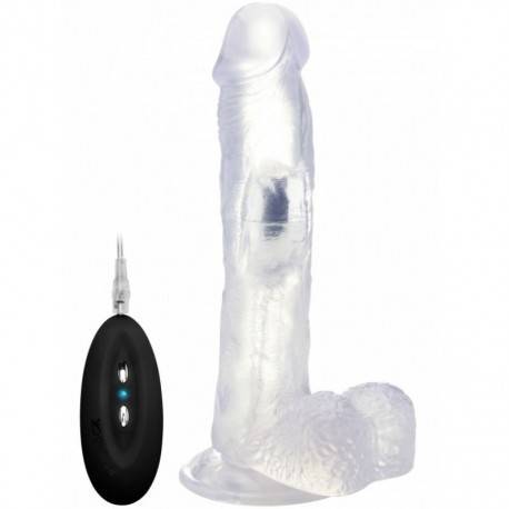 REAL ROCK 004 VIBRADOR 100% REALISTICO 23.5 CM (17 CM INS)TRANSPARENTE