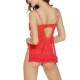 QUEENLINGERIE CHEMISE ROJO & THONG TALLA UNICA