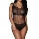 QUEEN LINGERIE TEDDY NEGRO FLORAL TALLA UNICA