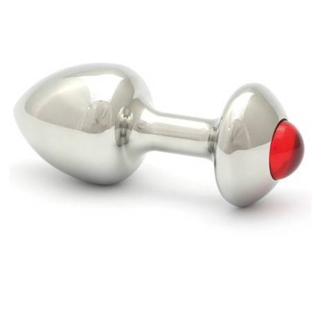 ROSEBUDS PRESSED GLASS PLUG ANAL ACERO 43 X 25MM ROJO