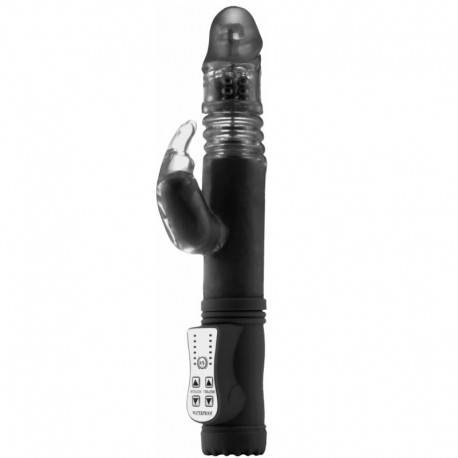 SHOTS-TOYS VIBRADOR CON RABBIT THRUSTING NEGRO