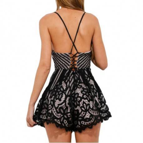 QUEEN BABYDOLL NEGRO Y BLANCO TALLA UNICA