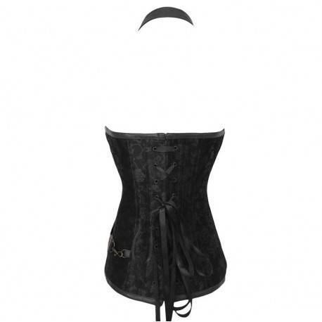 QUEEN CORSETS NEGRO LEATHER CON CREMALLERA SIZE S